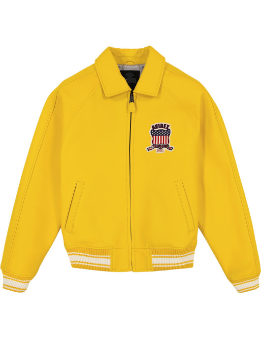 Avirex Icon Yellow Bomber Leather  Jacket