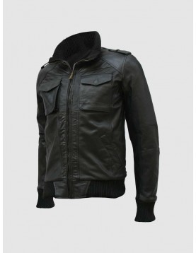 Black Bomber Leather Jacket