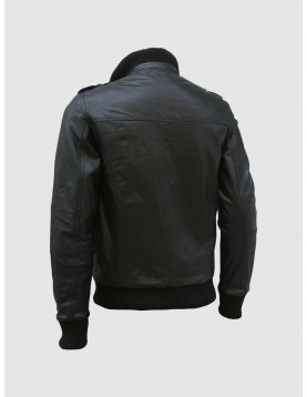 Black Bomber Leather Jacket