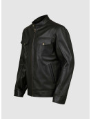 Black Leather Jacket with 4 Pockets