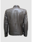 Black Leather Jacket with Classic Zipper