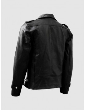 Black Leather Jacket with Zipper