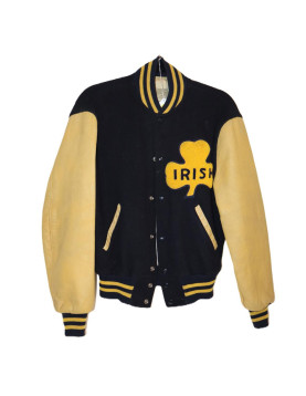 Black/Tan Fighting Irish Notre Dame Varsity Jacket