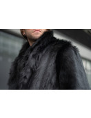 Black Wolf Middi Faux Fur Collared Coat