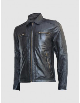 Black Zipper Leather Jacket