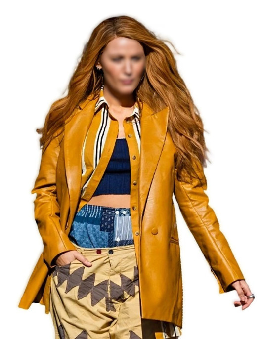 Blake Lively It Ends With Us Real Leather Mustard Jacket