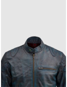 Blue Waxed Jacket with Red Shade