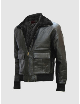 Bomber Leather Jacket With Fur