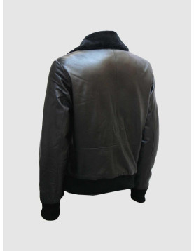 Bomber Leather Jacket With Fur