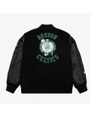 Boston Celtics Black Out Vintage Logo Varsity Jacket