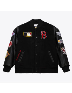 Boston Red Sox Black Out Vintage Logo Varsity Jacket