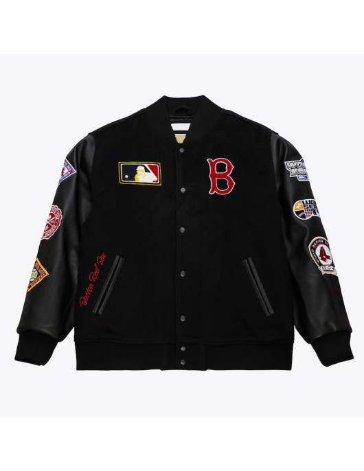 Boston Red Sox Black Out Vintage Logo Varsity Jacket