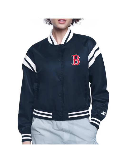 Boston Red Sox Printed Logo Varsity Satin Jacket