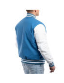 Bright White Leather Sleeves & Newark Blue Wool Body Letterman Jacket