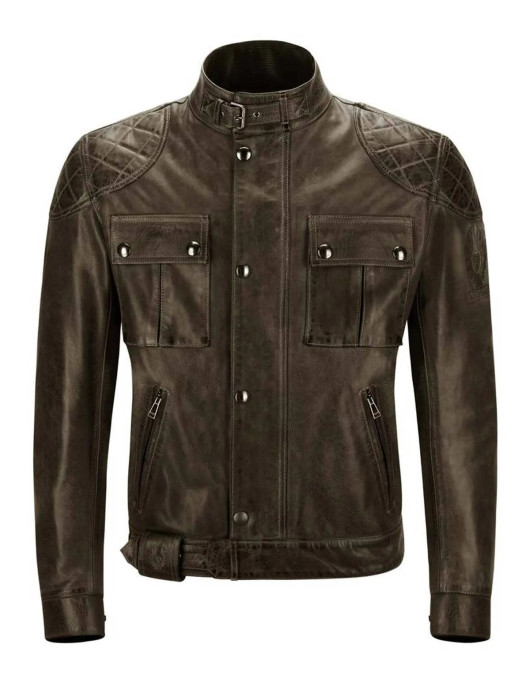 Brooklands Biker Diamond Quilted Leather Jacket