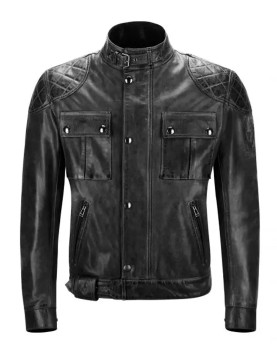 Brooklands Biker Diamond Quilted Leather Jacket