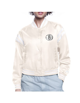 Brooklyn Nets Printed Logo Varsity Satin Jacket