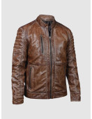 Brown Waxed Biker Leather Jacket