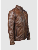 Brown Waxed Biker Leather Jacket