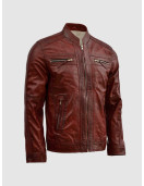 Burgundy Waxed Leather Jacket