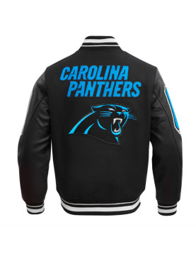 Carolina Panthers Mashup Rib Varsity Wool and Leather Jacket