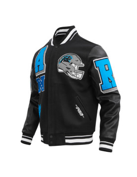 Carolina Panthers Mashup Rib Varsity Wool and Leather Jacket