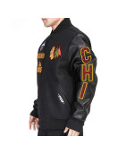 Chicago Blackhawks Animal Patches Black Varsity Jacket