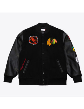 Chicago Blackhawks Black Out Team Logo Varsity Jacket