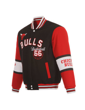 Chicago Bulls Black and Red Varsity Wool Jacket