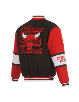 Chicago Bulls Black and Red Varsity Wool Jacket