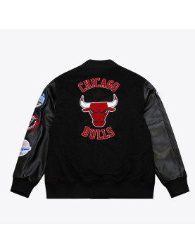 Chicago Bulls Black Out Vintage Logo Varsity Jacket