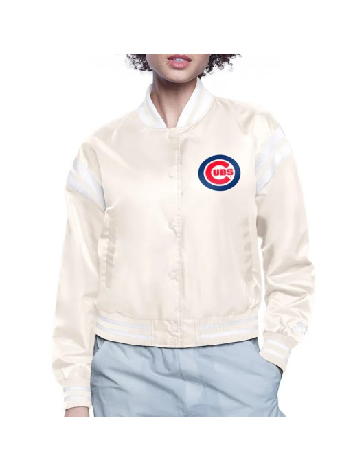 Chicago Cubs Printed Logo Varsity Satin Jacket