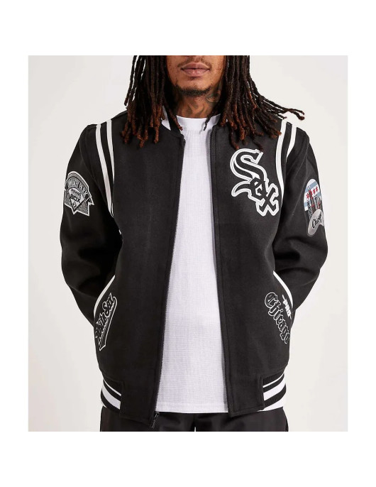 Chicago White Sox Comiskey Park Black Varsity Jacket