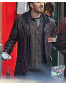 Chris Evans Red One Brown Real Leather Jacket