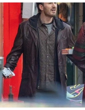 Chris Evans Red One Brown Real Leather Jacket