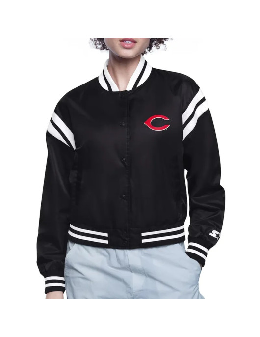 Cincinnati Reds Printed Logo Varsity Satin Jacket