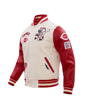 Cincinnati Reds Beige &amp; Red Varsity Jacket