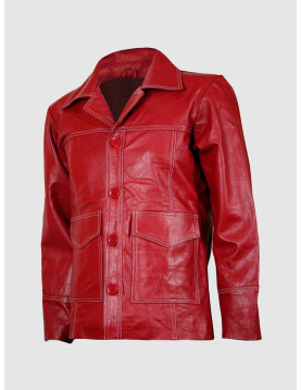 Classic Red Leather Coat