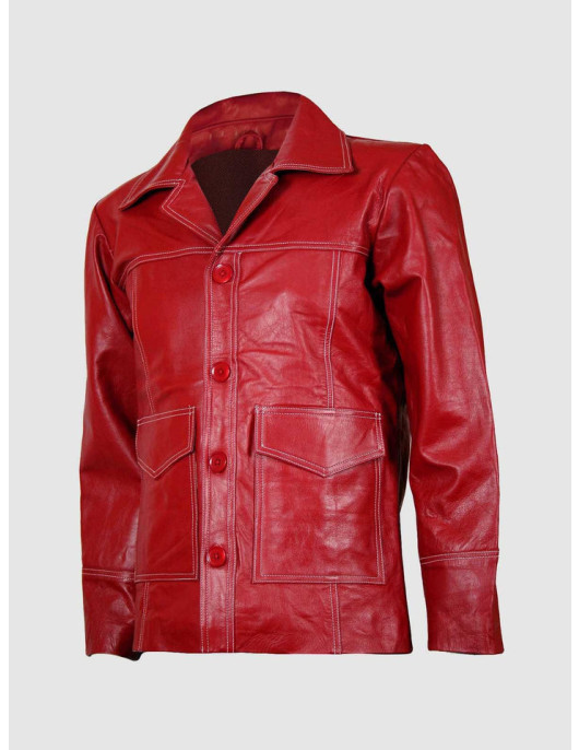 Classic Red Leather Coat