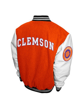 Clemson Tigers Graduate Orange and White Varsity Jacket