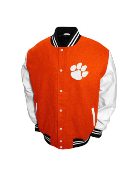 Clemson Tigers Graduate Orange and White Varsity Jacket