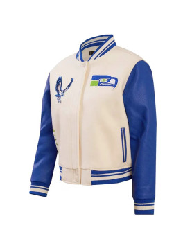 Cream Seattle Seahawks Retro Classic Full-Zip Varsity Jacket