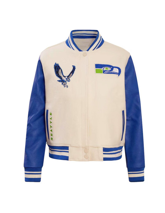 Cream Seattle Seahawks Retro Classic Full-Zip Varsity Jacket