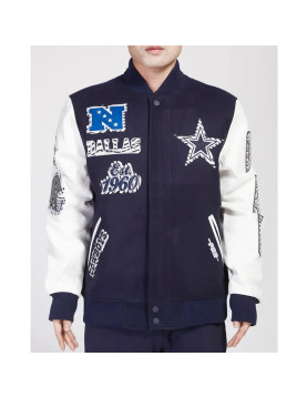 Dallas Cowboys Animal Patches Navy Varsity Jacket