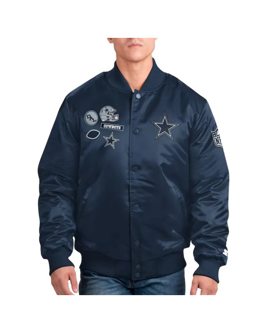 Dallas Cowboys Exclusive Navy Varsity Satin Jacket