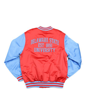 Delaware State Hornets Red and Light Blue Jacket