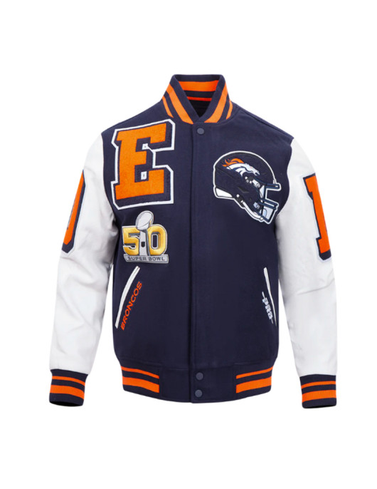 Denver Broncos Mashup Rib Varsity Wool/Leather Jacket