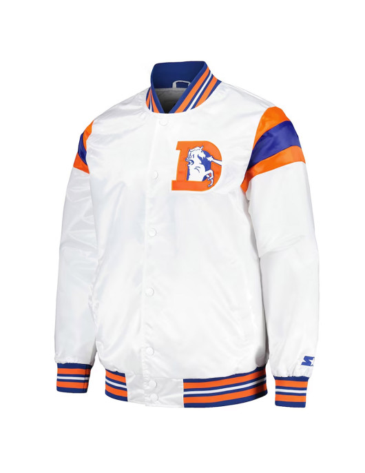 Denver Broncos Midweight White Satin Jacket