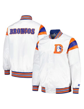 Denver Broncos Midweight White Satin Jacket