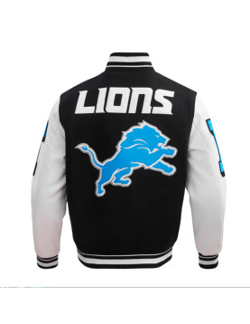 Detroit Lions Mashup Rib Varsity Wool/Leather Jacket